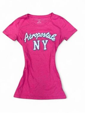 ⋆. 𐙚˚࿔Y2K mcbling Aeropostale pink fitted baby tee 𝜗𝜚˚⋆